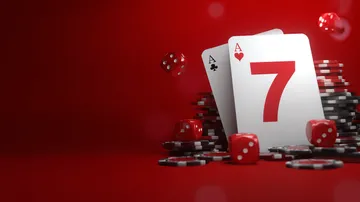 A stylish woman beside vibrant slot machines displaying glowing sevens, showcasing the variety of top slots at VK8.